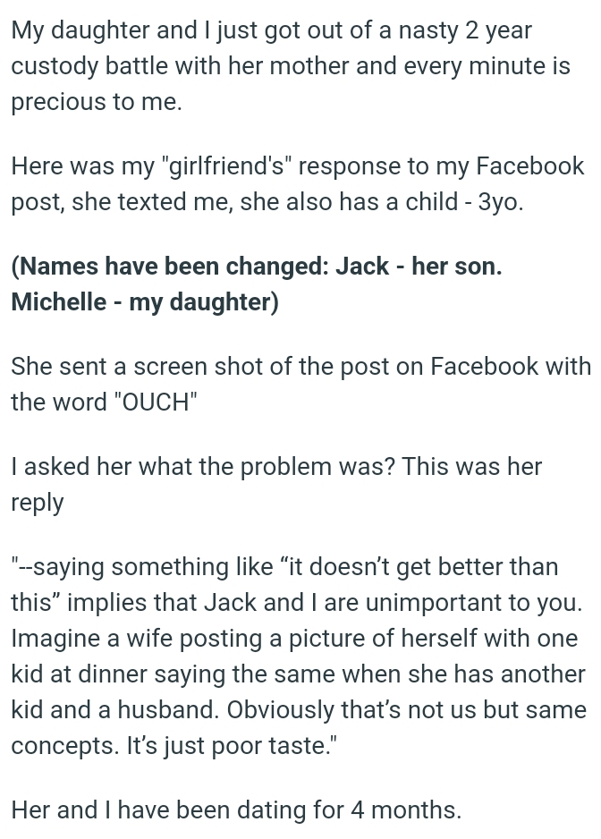 Imagine a wife posting a picture of herself with one kid at dinner saying the same