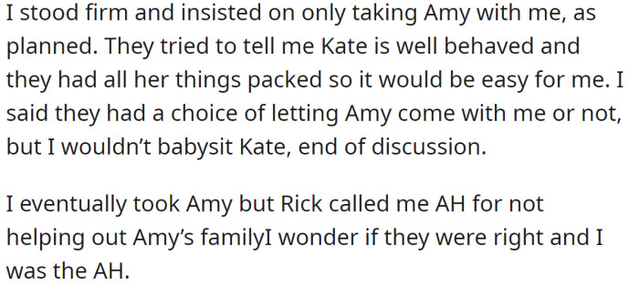 Now, the OP is wondering if she should have taken Kate: