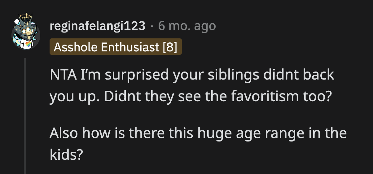 It was surprising that none of OP's siblings sided with her.