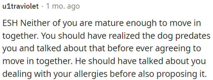 Both of them lack maturity for cohabitation.