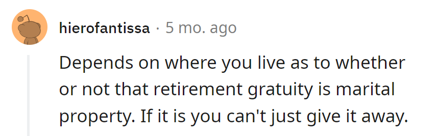 Legal bonus dance: Retirement cash, marital MVP or solo star? Depends on the location's script!