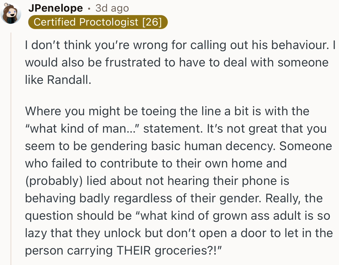 “I would also be frustrated to have to deal with someone like Randall.”