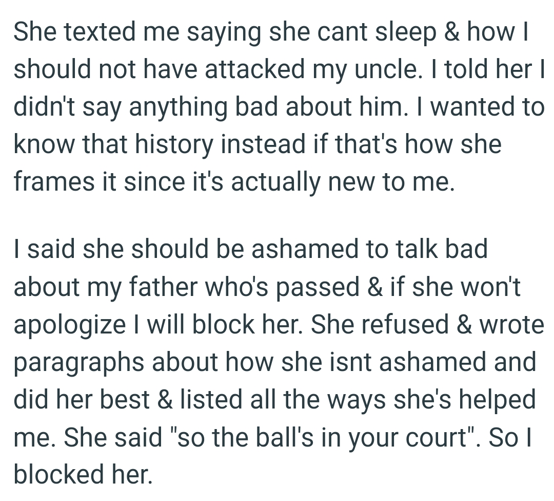 OP wanted to know that history instead if that's how her grandma frames it