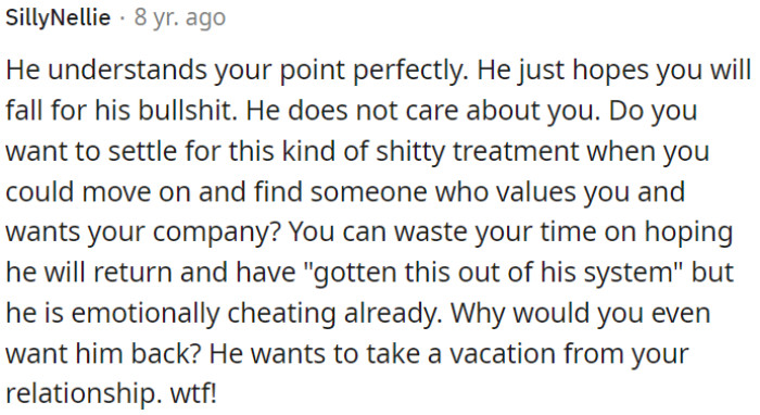 He doesn't care about OP.