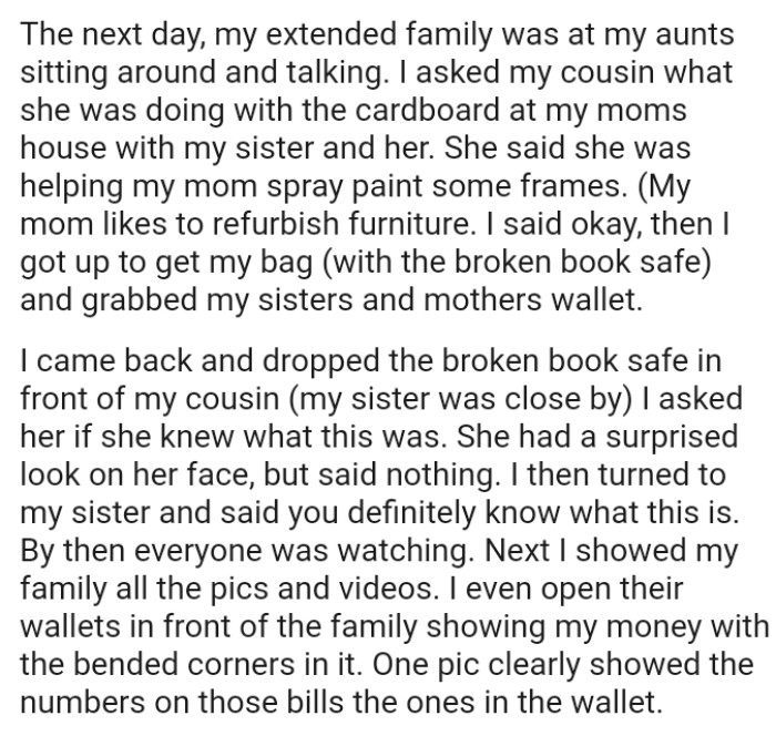 The OP Came Back and Dropped the Broken Book Safe in Front of Her Cousin, Asking If She Knew What It Was