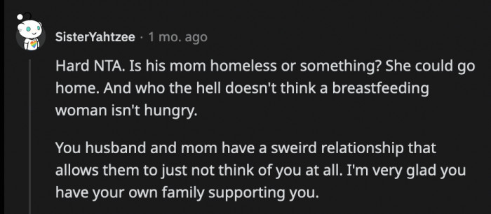 What was their reasoning for not leaving food for OP anyway? What were they trying to prove?