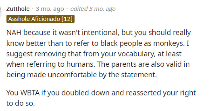 This person told OP that there was NAH because of her lack of knowledge on it but also the mother's right to feel the way she feels.