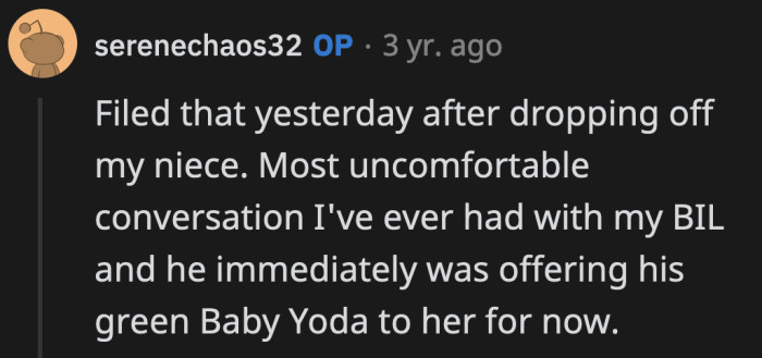 OP already did the part of reporting it to authorities but had to face her BIL to tell the story