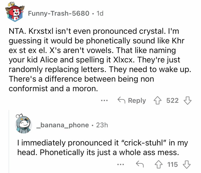 #6 How is the letter X considered a vowel for your sister, OP?