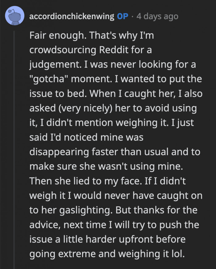 OP clarified that he did not set her up, but he did it to have evidence in case she denied it, which she did