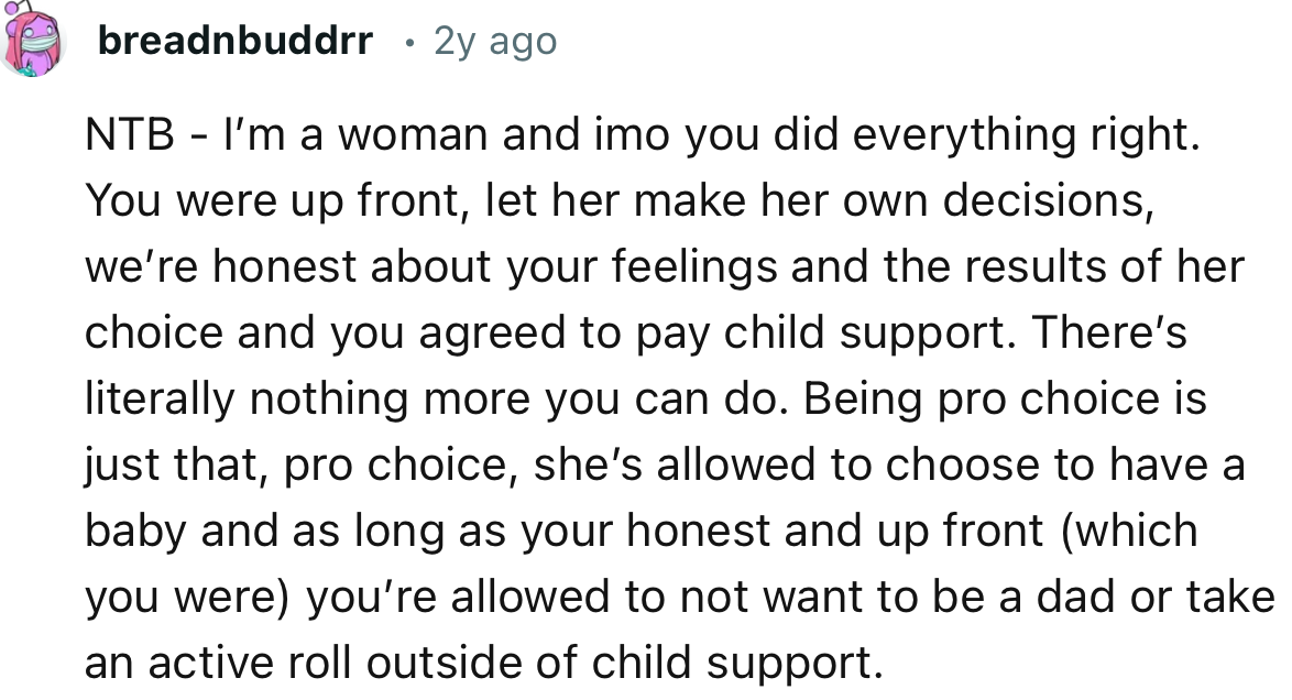 “NTB. You’re Allowed to Not Want to Be a Dad or Take an Active Role Outside of Child Support.”