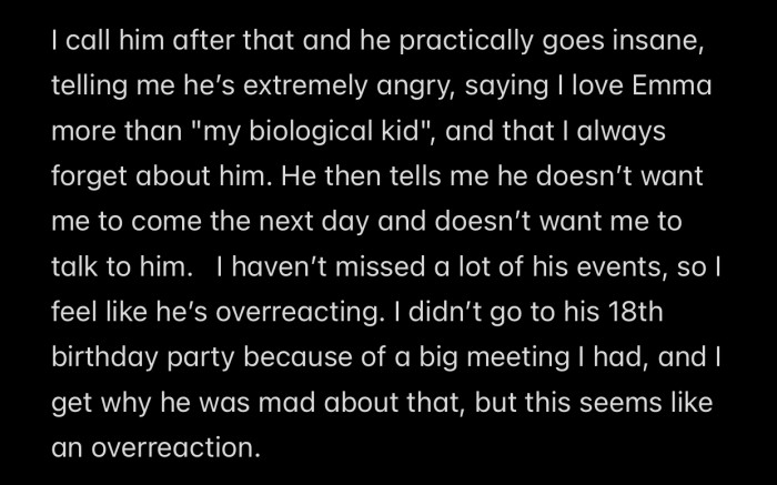 OP's son got extremely angry after his dad didn't attend the party.