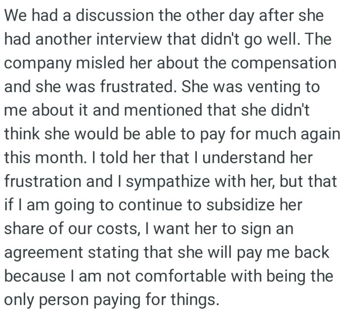 The OP understands his gf's frustration and he sympathizes with her