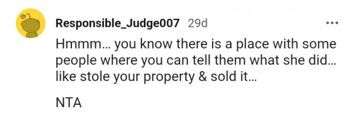 You can tell them what she did