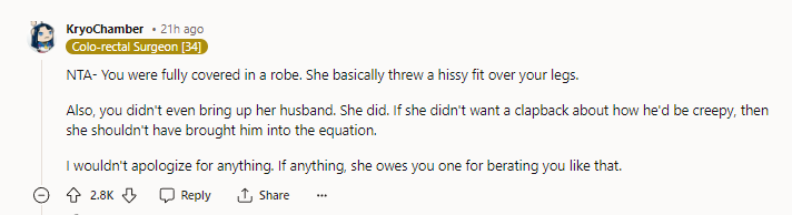 6. She basically threw a hissy fit over your legs.