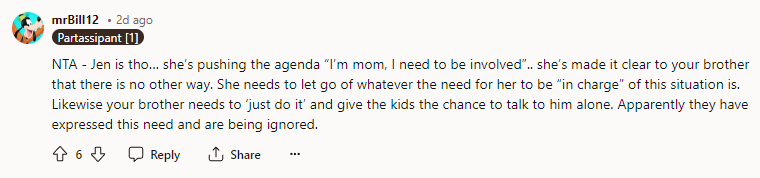 She’s pushing the agenda 'I’m mom'