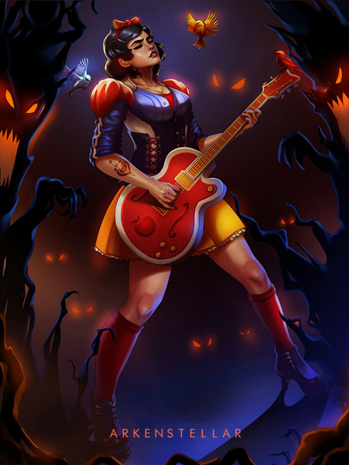 8. Here is the rock star guitar playing princess, Snow White