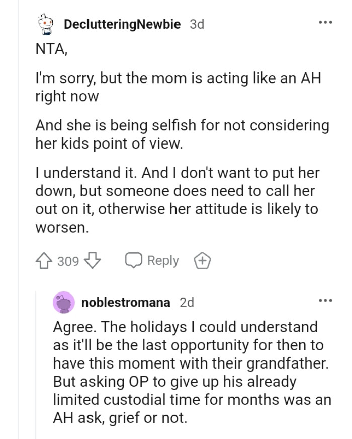 The Mom Is Acting Like an AH Right Now