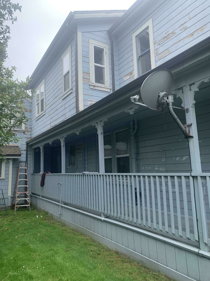 "Do you see it? I was taking some pictures of a job I’m doing in a super old house and noticed something in the top window."