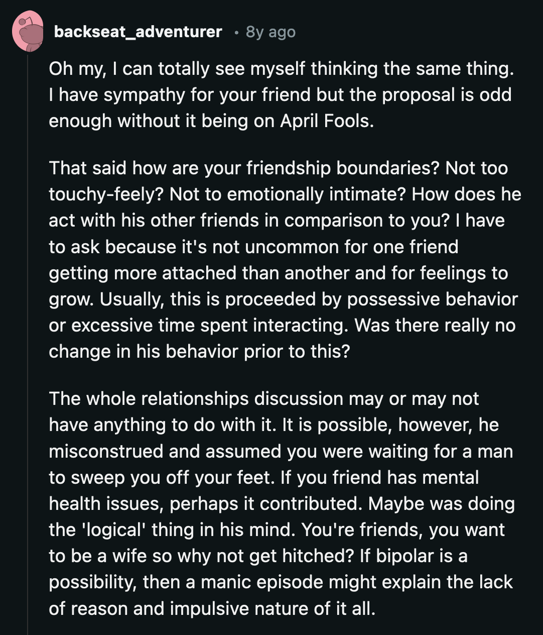 They asked if OP noticed a difference in how B treated her versus their other friends.