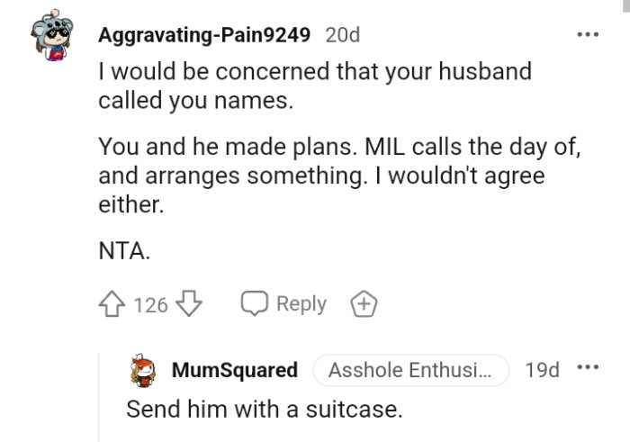 The OP and her husband made plans