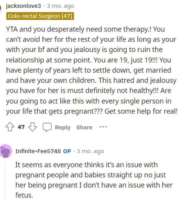 Honestly, we just feel that OP needs to figure out the root of her problem and understand why she's upset.