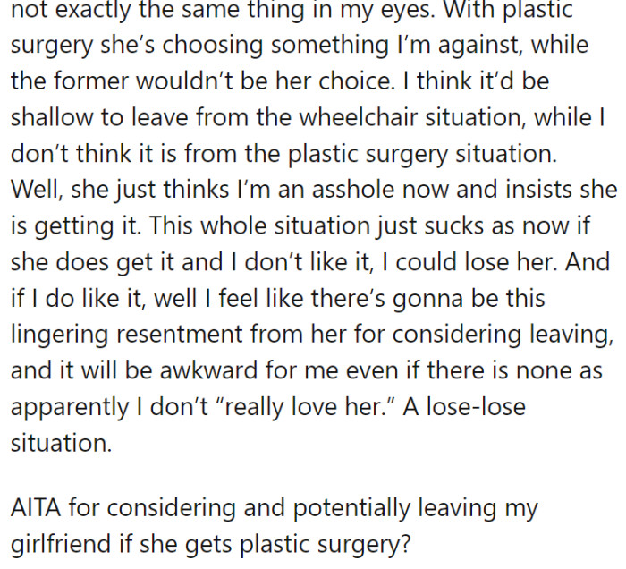 OP is against it and fears it would change things