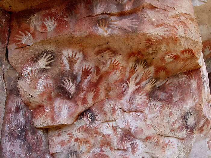 "Cueva De Las Manos (Cave Of The Hands) In The Río Pinturas Canyon In Southern Argentina, The Handprints Were Placed In Waves From 7,300 Bc All The Way To Ad 700"