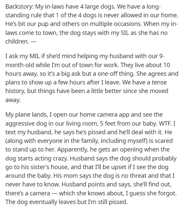 OP starts off the post with a bit of backstory before getting into the details of the current situation.