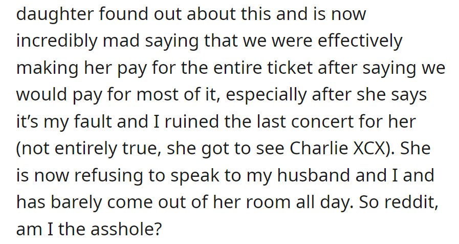 Daughter was angry OP used her school savings for Taylor Swift tickets, accusing OP of breaking promises. Scroll down to see what people had to say!