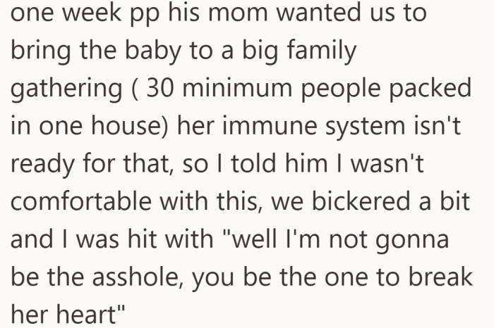 A packed house felt like too much for a newborn, but she still had to be the one to say no.