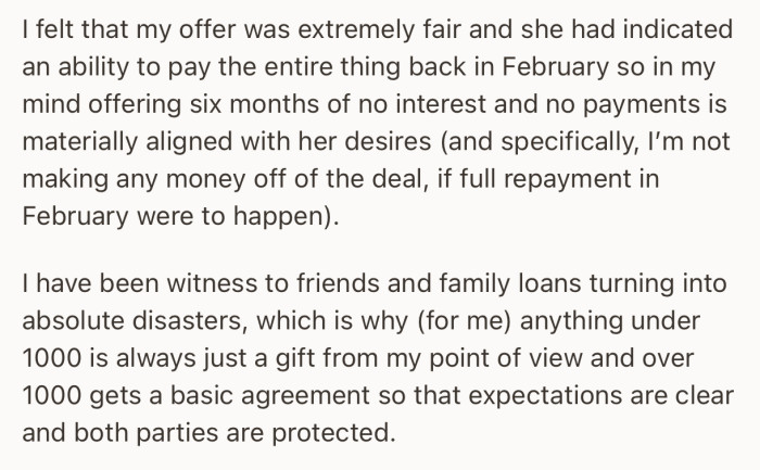 OP feels his offer is fair, and is adamant on sticking to his rule