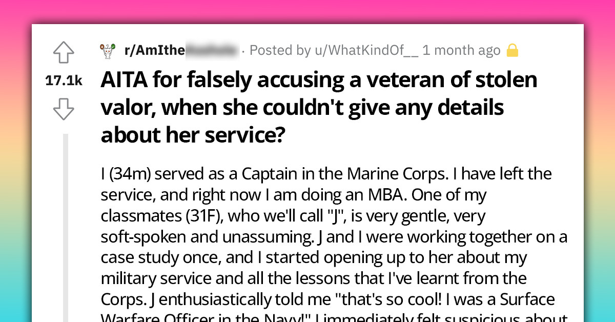 Man Falsely Accuses A Female Veteran After He Asked Her Details About Her Service And She Didn't Give Any