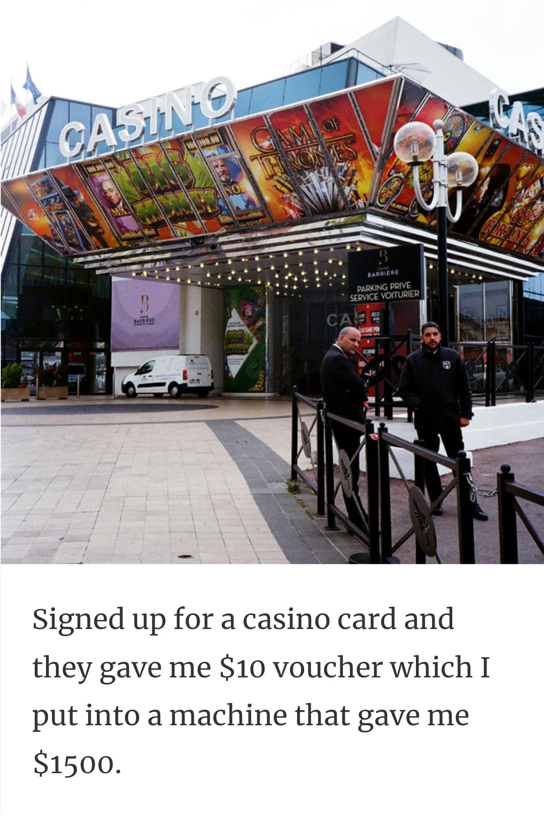 13. A casino card