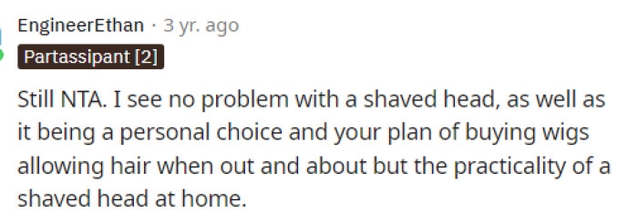 Many people expressed that they didn't understand the issue with the shaved head, but they praised OP for allowing her daughter to express herself.