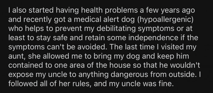 OP has also been dealing with their own health problems for a few years.