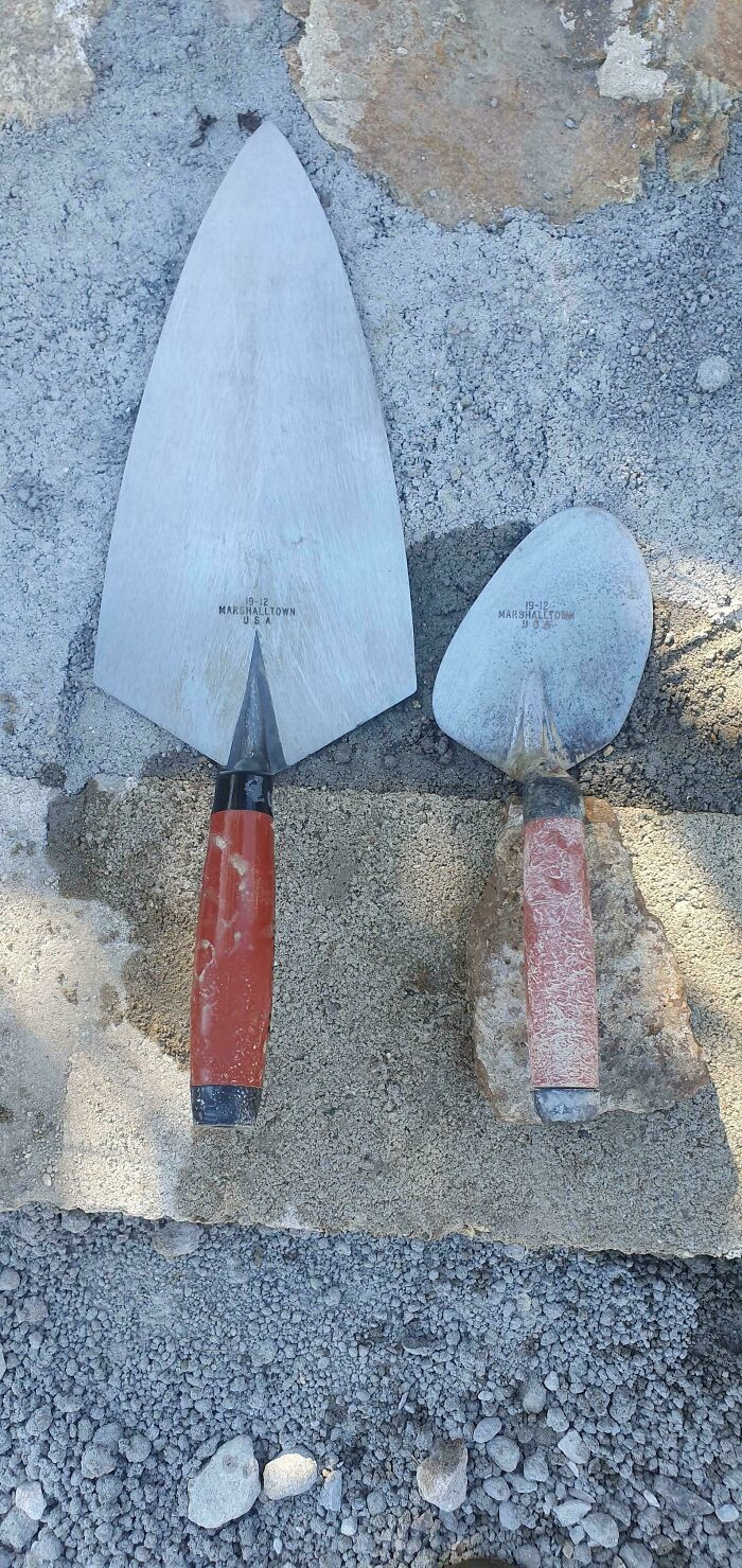 "Old Trowel I Use For Stonework And A New One"