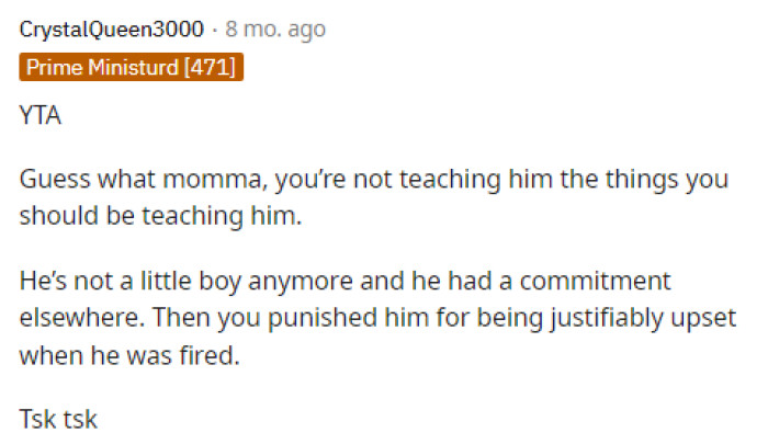 She missed a huge teaching opportunity here, honestly, which makes it an even bigger problem because she's probably doing this all the time.