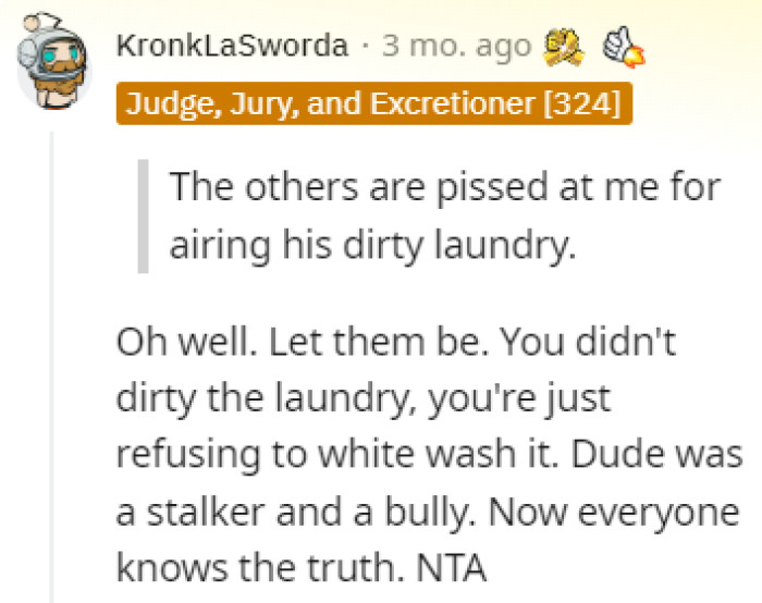 She's not the reason why the laundry is dirty