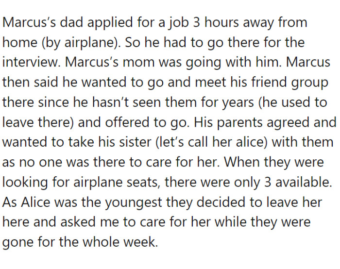 BF expects OP to babysit his sister