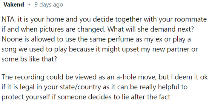 It's OP's home, and she has the right to decide what pictures are displayed