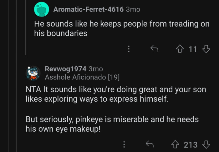 It's good that OP's son knows how to stand up for himself.