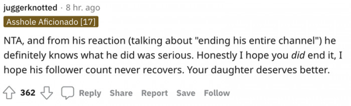 This commenter hopes his followers decrease