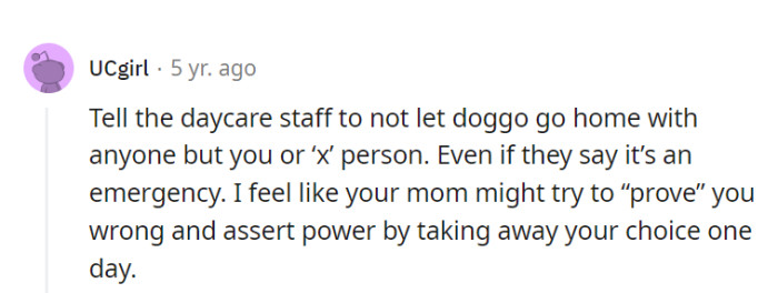 Good call! Protecting doggo's well-being is top priority, and it's wise to have a clear plan in place to avoid any unnecessary power struggles.