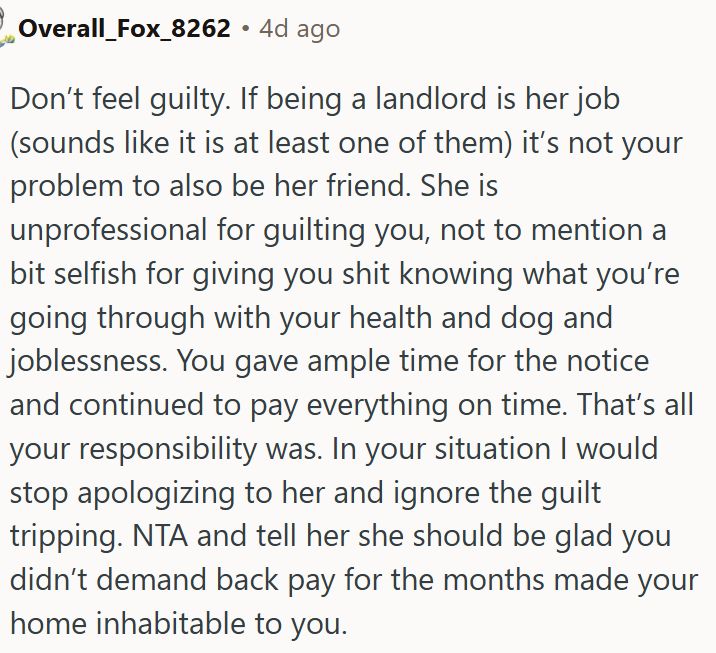 OP shouldn't feel guilty.