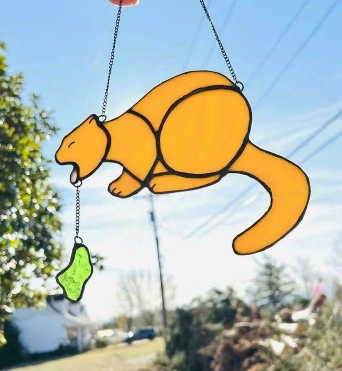 "Stained Glass Puking Cat"