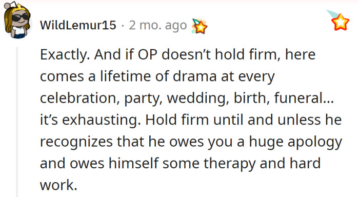 The stepfather owes an apology to the OP