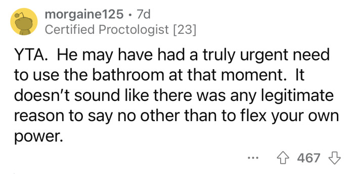 OP was simply flexing her 'powers' on the student.