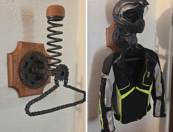 "I Made A Motorcycle Gear Hanger Out Of Recycled Parts From My Bike"
