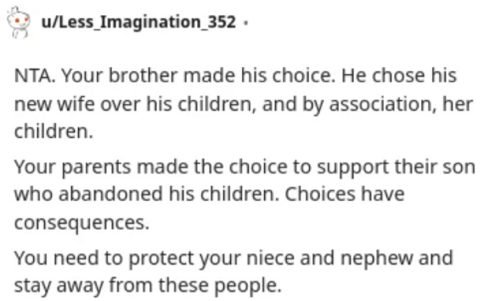 Niece and nephew are OP's top concern